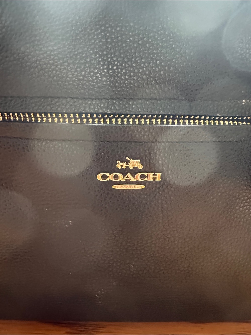 Coach Black Pebbled Leather Tote with Zip Pocket - Picture 3 of 4